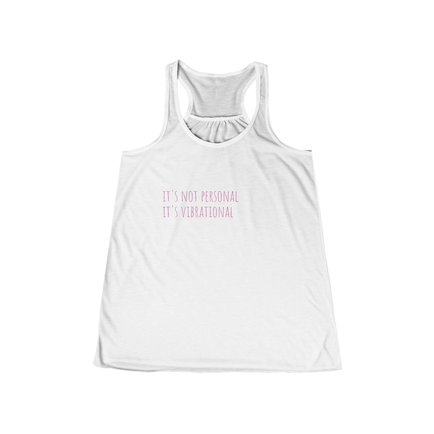 it's not personal. it's vibrational.  Women's Flowy Racerback Tank with QR code "Life is a balance of holding on and letting go" Rumi