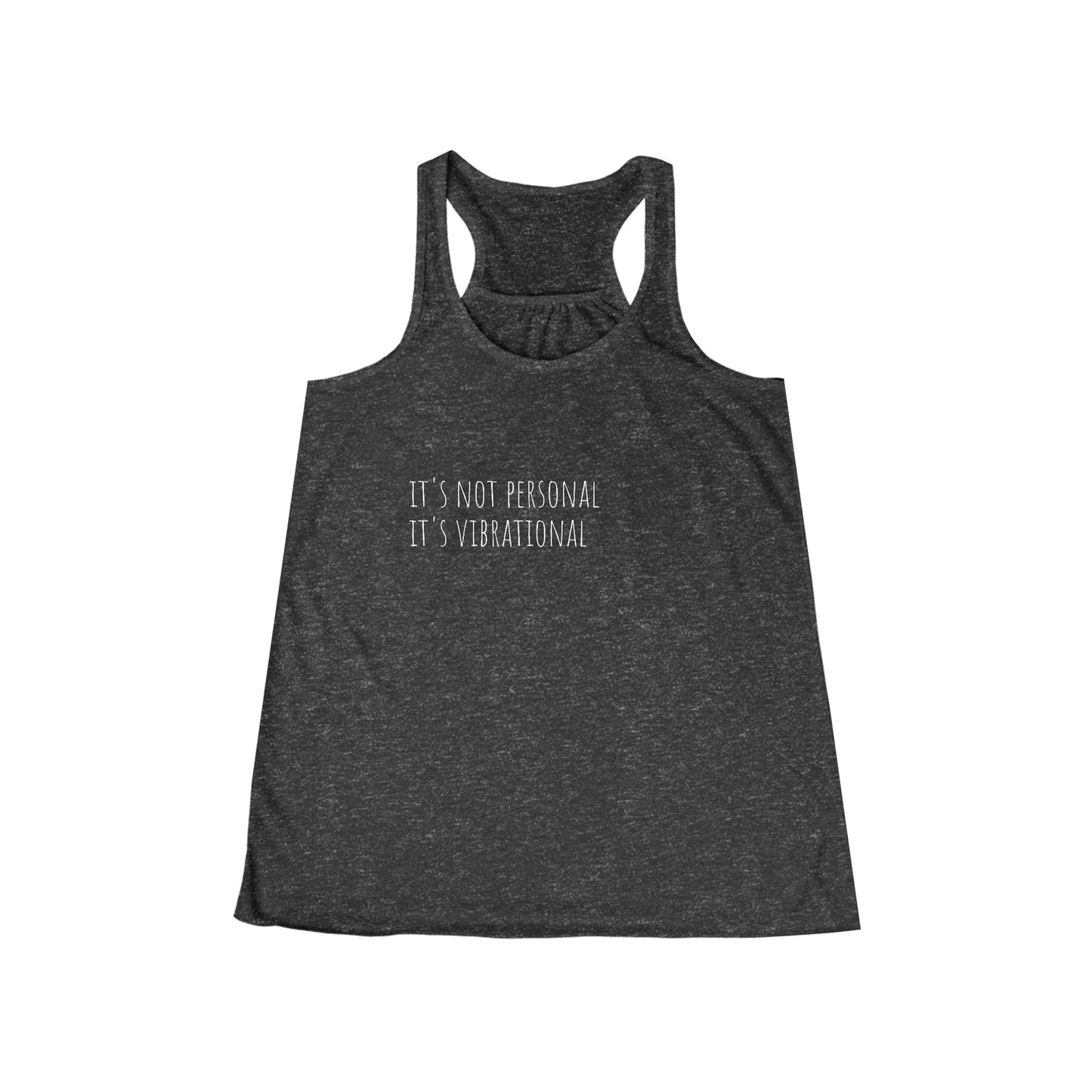 it's not personal. it's vibrational.  Women's Flowy Racerback Tank with QR code "Life is a balance of holding on and letting go" Rumi