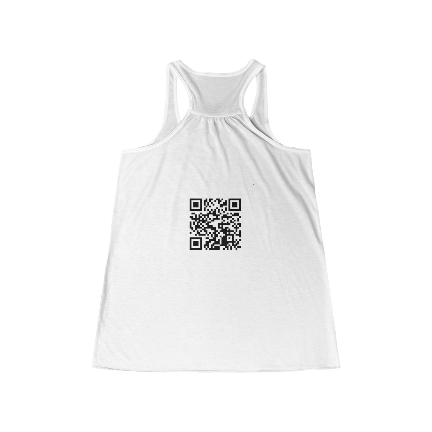 Run. Women's Flowy Racerback Tank with QR code "the person who starts a race is not the same person who finishes"