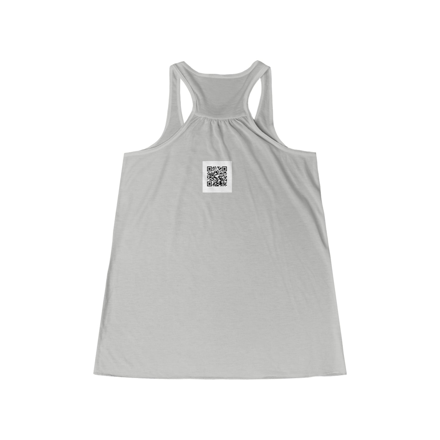 Run. Women's Flowy Racerback Tank with QR code "the person who starts a race is not the same person who finishes"