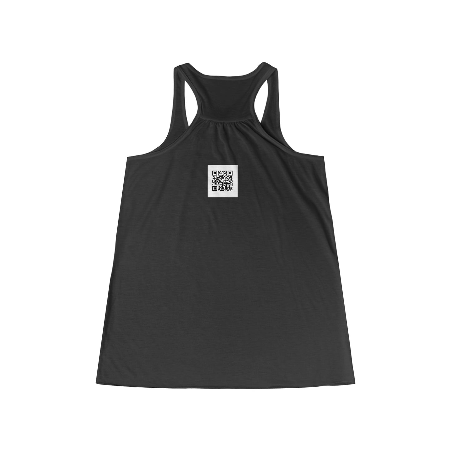 Run. Women's Flowy Racerback Tank with QR code "the person who starts a race is not the same person who finishes"