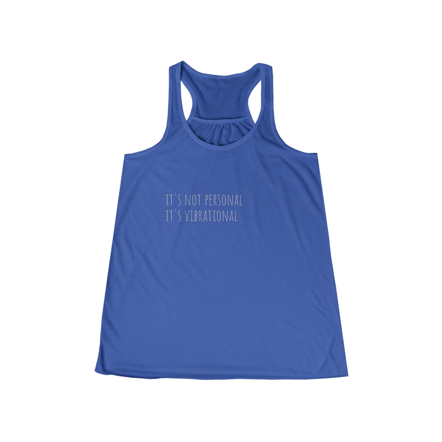 it's not personal. it's vibrational.  Women's Flowy Racerback Tank with QR code "Life is a balance of holding on and letting go" Rumi